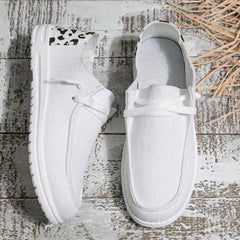 Women's Casual Canvas Shoes Lace Up Low Top Slip On Loafers