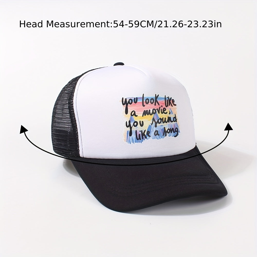 Colorful Letter Print Trucker Hat Mesh Baseball Cap Adjustable Dad Hats