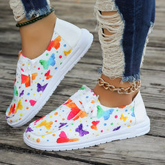 Women's Butterfly Graphic Slip-on Boat Shoes Lightweight Casual Flats