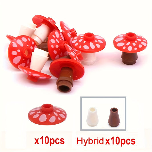 10pcs Small Granular Building Blocks with Mushrooms for DIY Projects