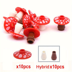 10pcs Small Granular Building Blocks with Mushrooms for DIY Projects
