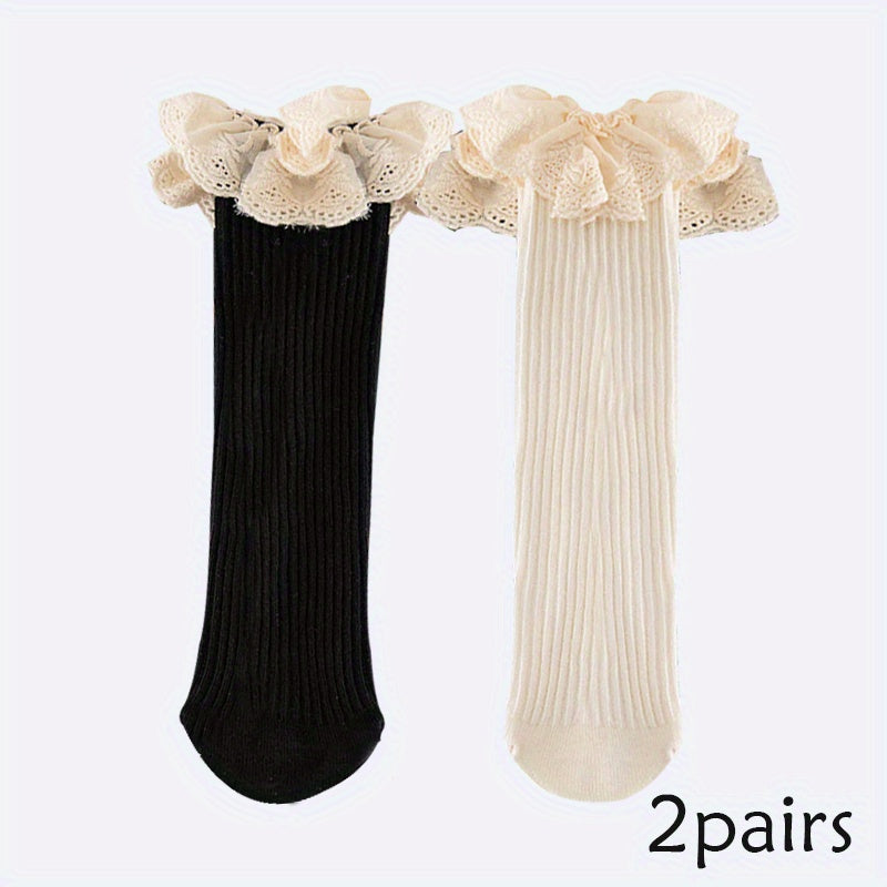 5pairs Lace Ruffled Princess Socks for Baby Girls
