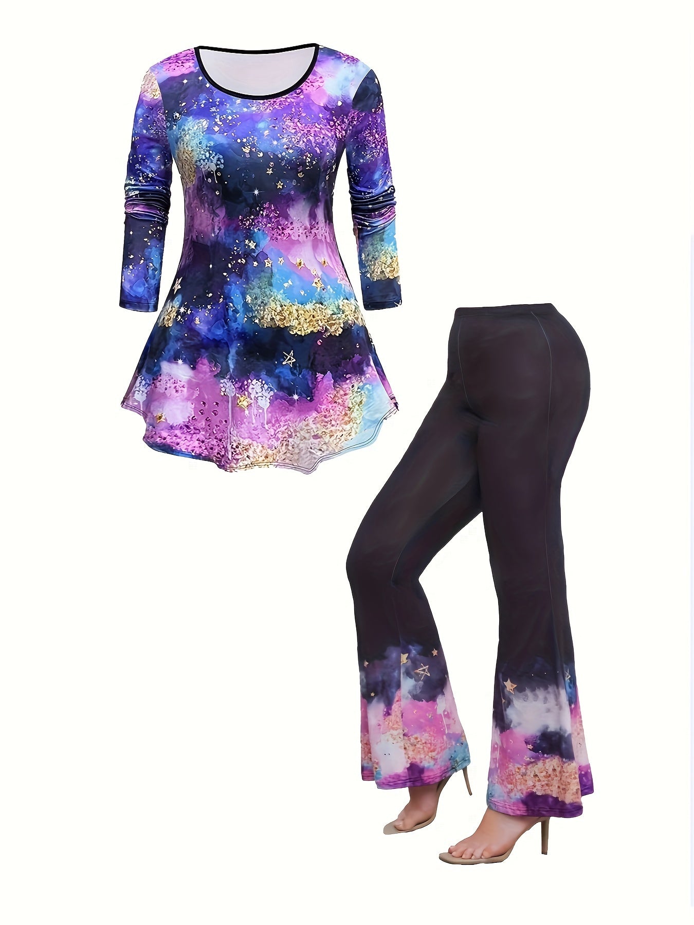 Plus Glitter Tie Dye Tee & Pants Set