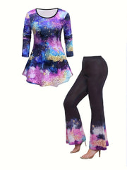 Plus Glitter Tie Dye Tee & Pants Set