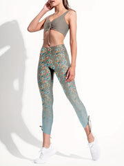 Slim Yoga Sports Bra & Floral Print Leggings Women's Activewear Set