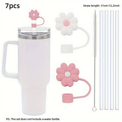7pcs Cup Accessories Set for 40oz Cup - Reusable Straws, Cleaning Brush