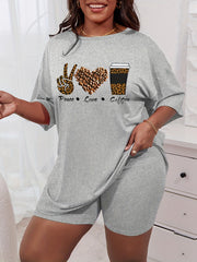 Leopard Graphic Tee & Shorts Pajama Set