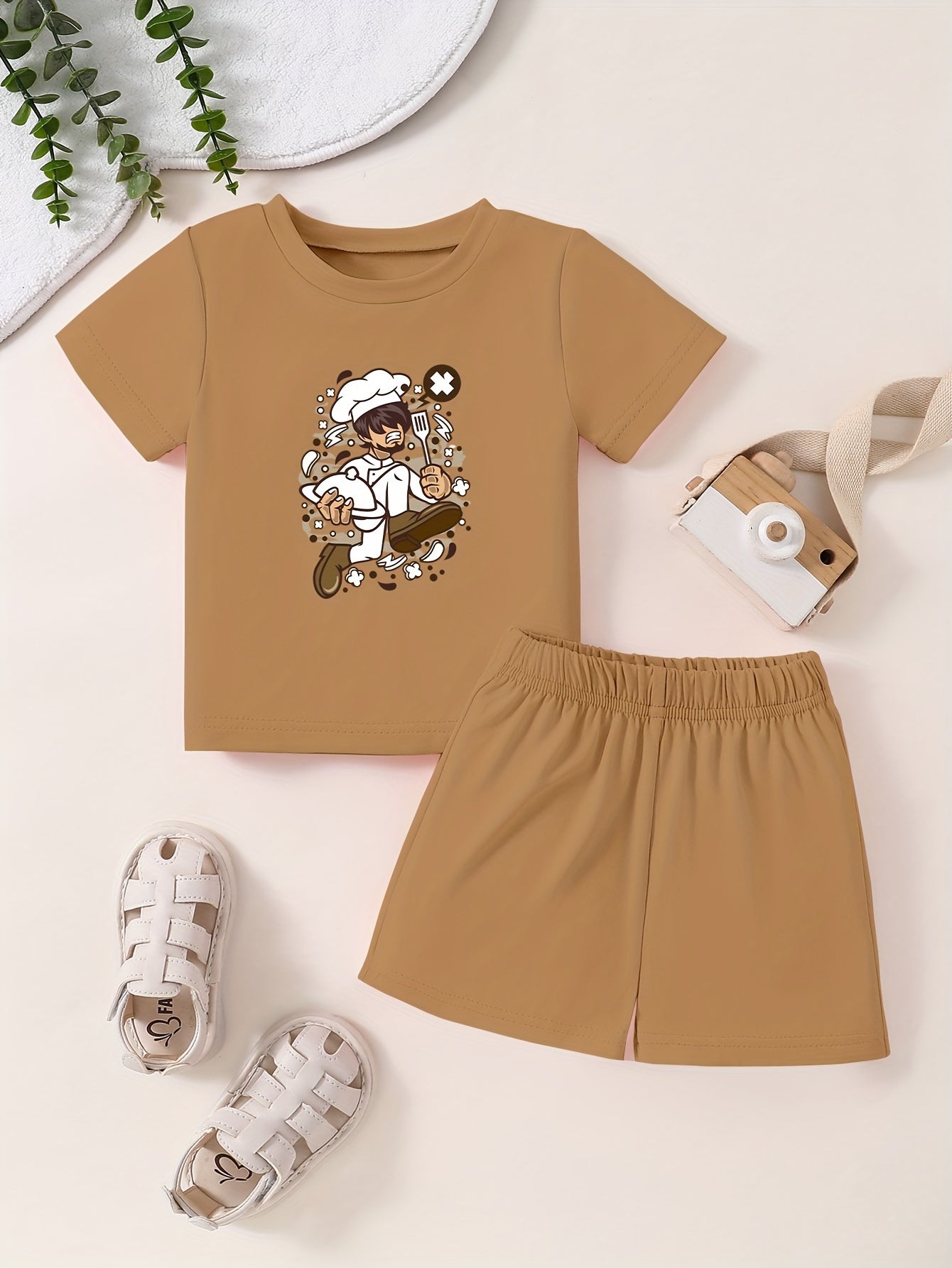Cartoon Pattern Toddler T-shirt & Shorts Set