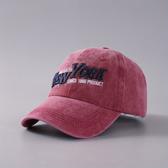 Embroidered Baseball Cap Denim Washed Curved Brim Peaked Cap