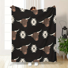 Cow Print Flannel Blanket Soft Winter Warm Keeping Blanket