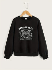 Floral Moon Graphic Sweatshirt for Toddler Girls