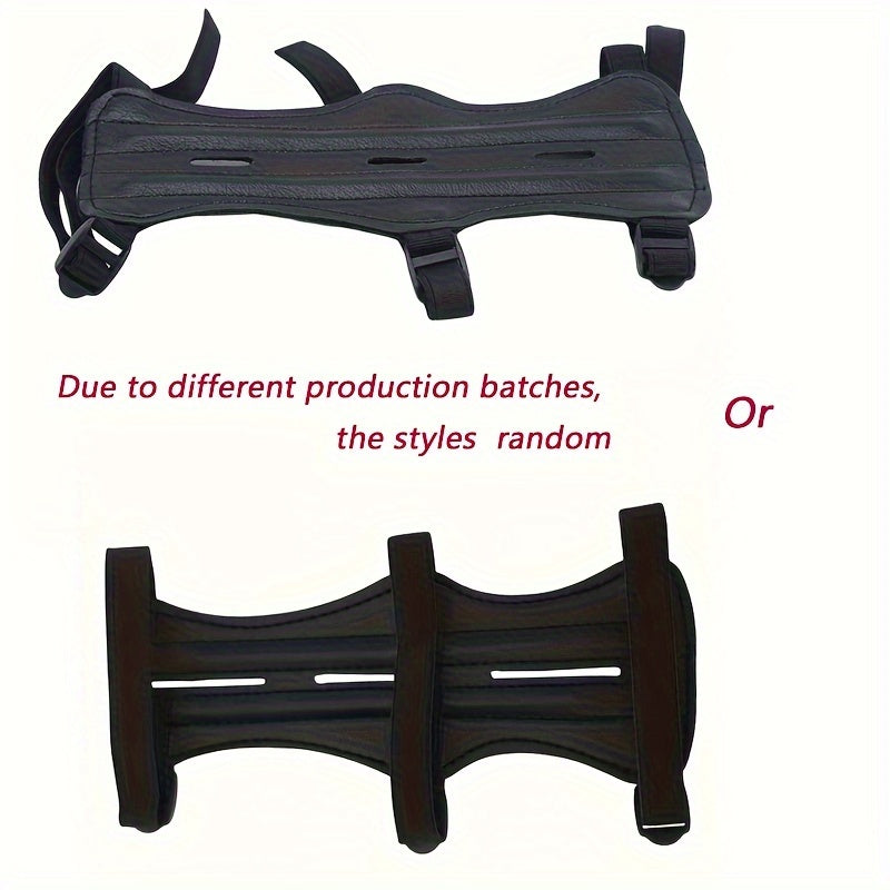 Adjustable PU Leather Archery Arm Guard With 3 Strap Buckles