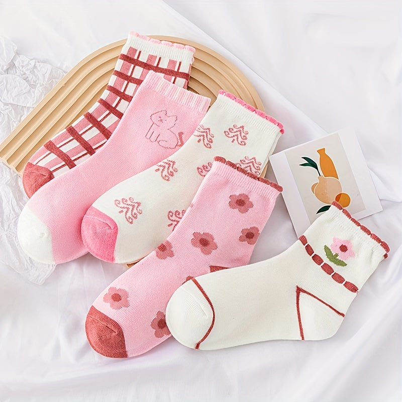 5 Pairs Lace Princess Socks for Baby Girls Spring Autumn Winter