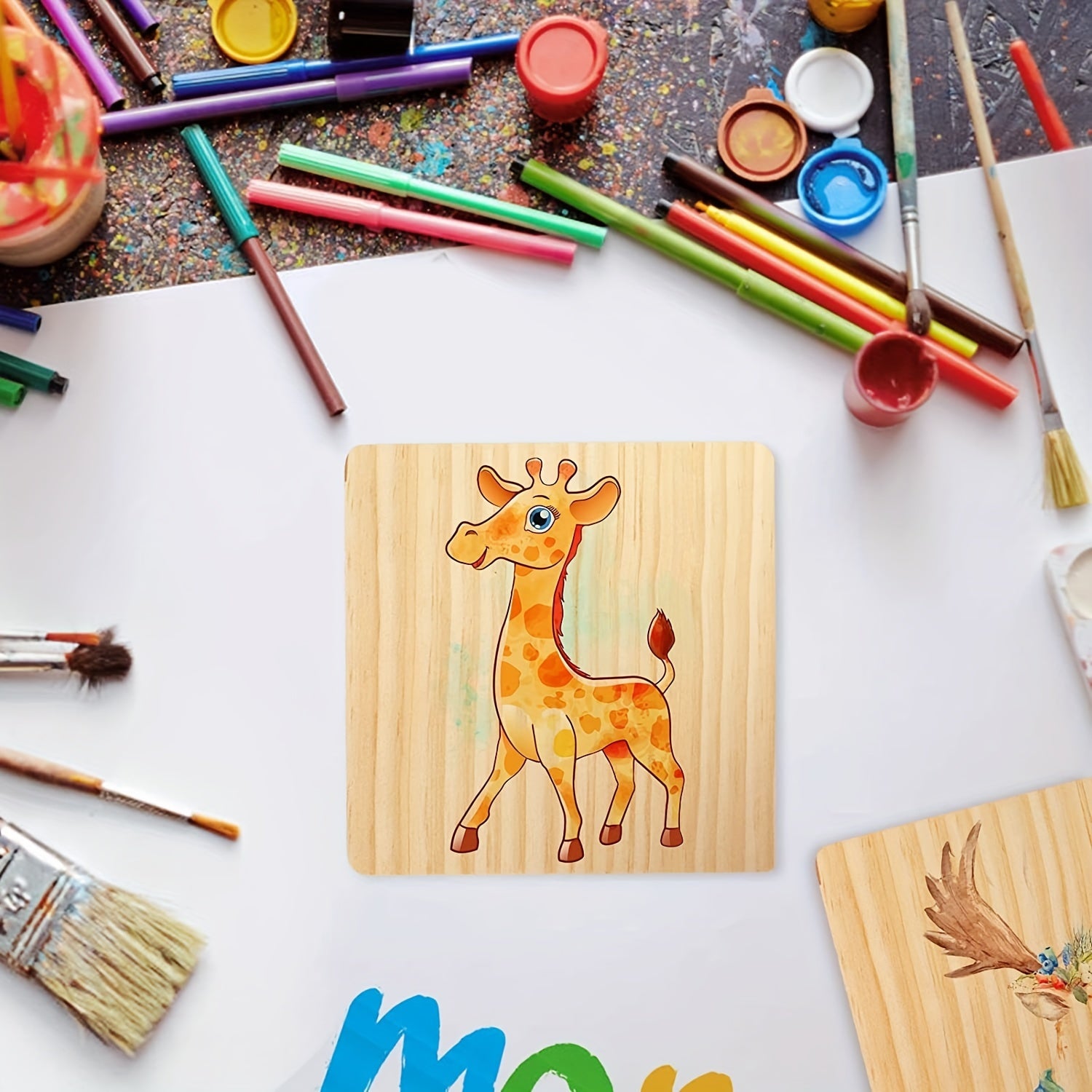 Square Beech Wood Blocks DIY Ornament Accessories Coaster Material
