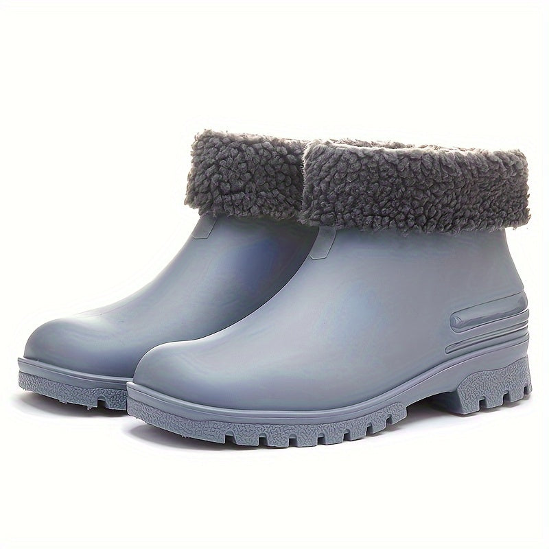 Winter Warm Short Boots Waterproof Shoes Slip On Rubber
