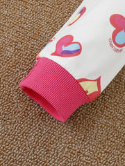 Girls Peach Heart Pajamas Set Baby Loungewear Set