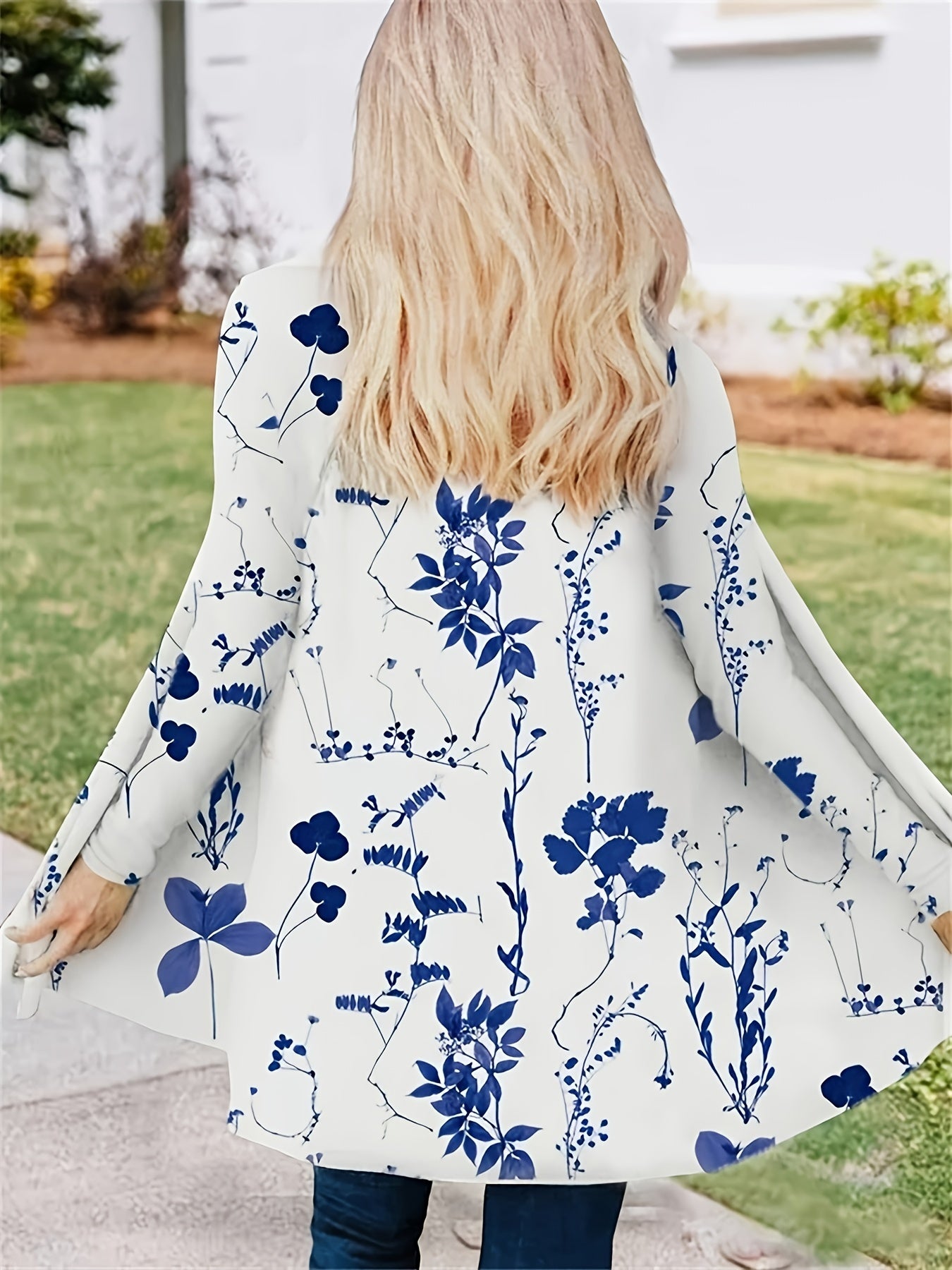 Letter Print Open Front Cardigan