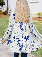 Letter Print Open Front Cardigan