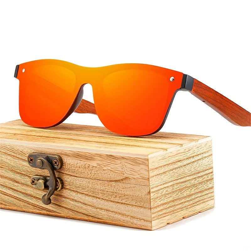 Walnut Wood Sunglasses Rimless Polarized Lenses UV400