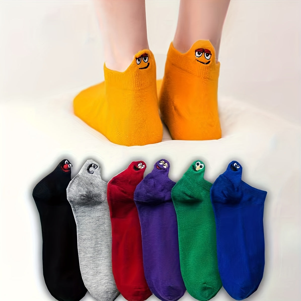 6 Pairs Ankle Socks Animal Funny Embroidered