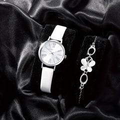 2pcs Student Number Roman Leather Watch Set