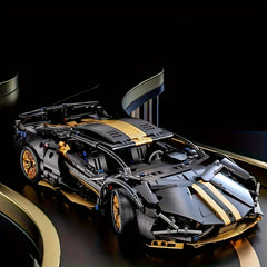 1300pcs Golden Sports Car Model Kit with Golden Accents