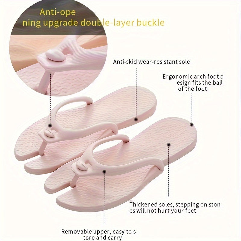 Men's Detachable Flip Flops Lightweight Portable Folding Slippers