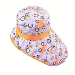 Kids Summer Beach Hat Sun Protection Shawl Large Brim Fisherman Hat