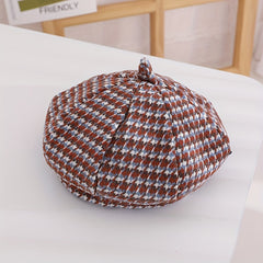 Houndstooth Pattern Newsboy Cap Beret For Kids