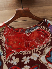Random Print Short Sleeve Smock Dress