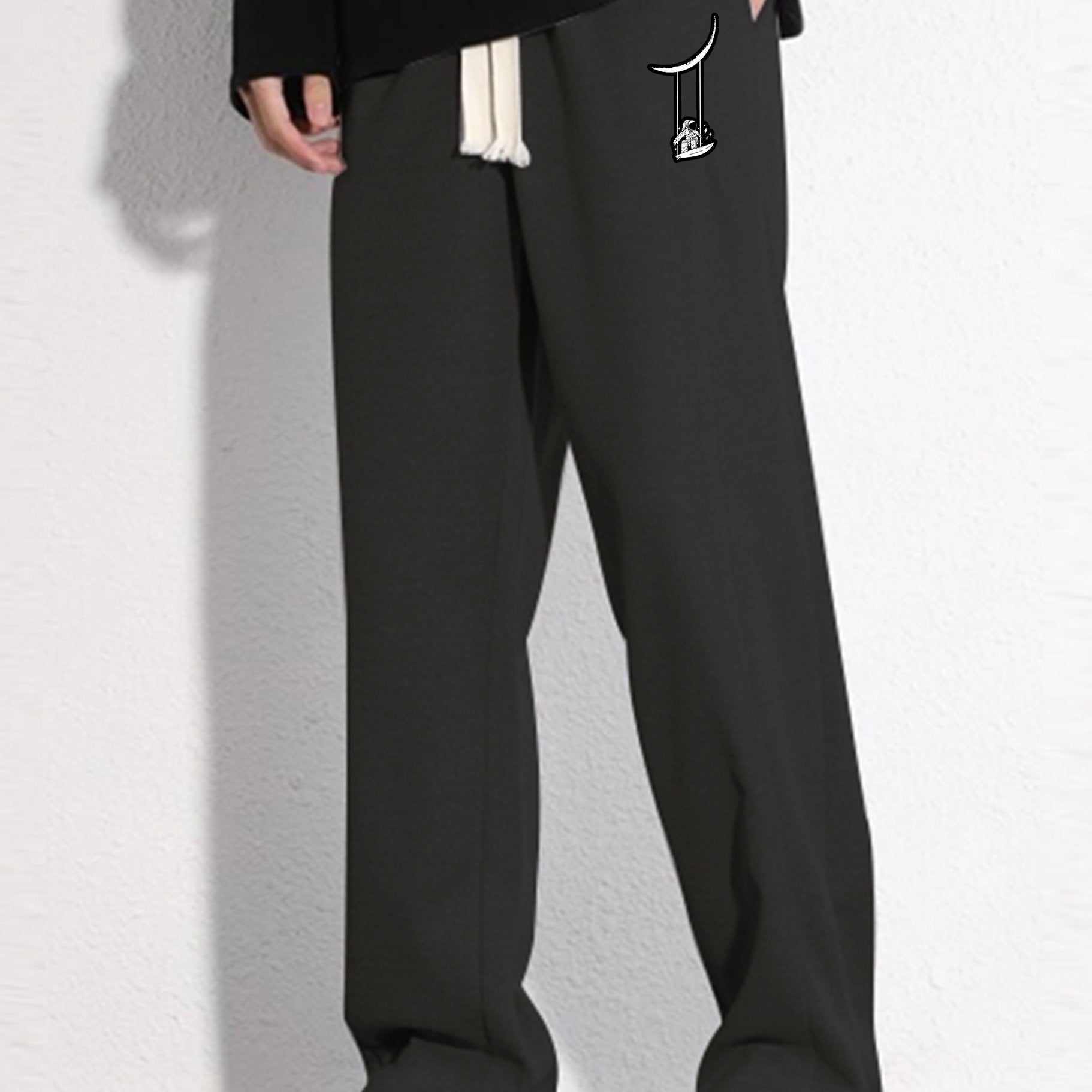 Astronaut Pattern Mopping Trousers Men s Casual Loose Fit Pants