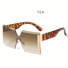 Oversized Gradient Rimless Sunglasses UV400
