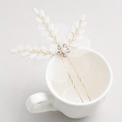 Bridal Fabric Hairpin Jade Crystal Hairpin Wedding Dress Accessories