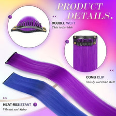 10pcs Girl's Colored Hair Extensions for Party Highlights Cosplay Hairpin
