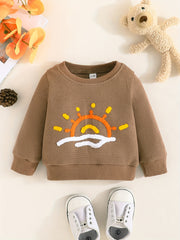 Baby Boys Bear Print Pullover Sweatshirt for Fall Winter