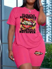 Women's Plus Graphic Tee & Shorts Two Piece Set