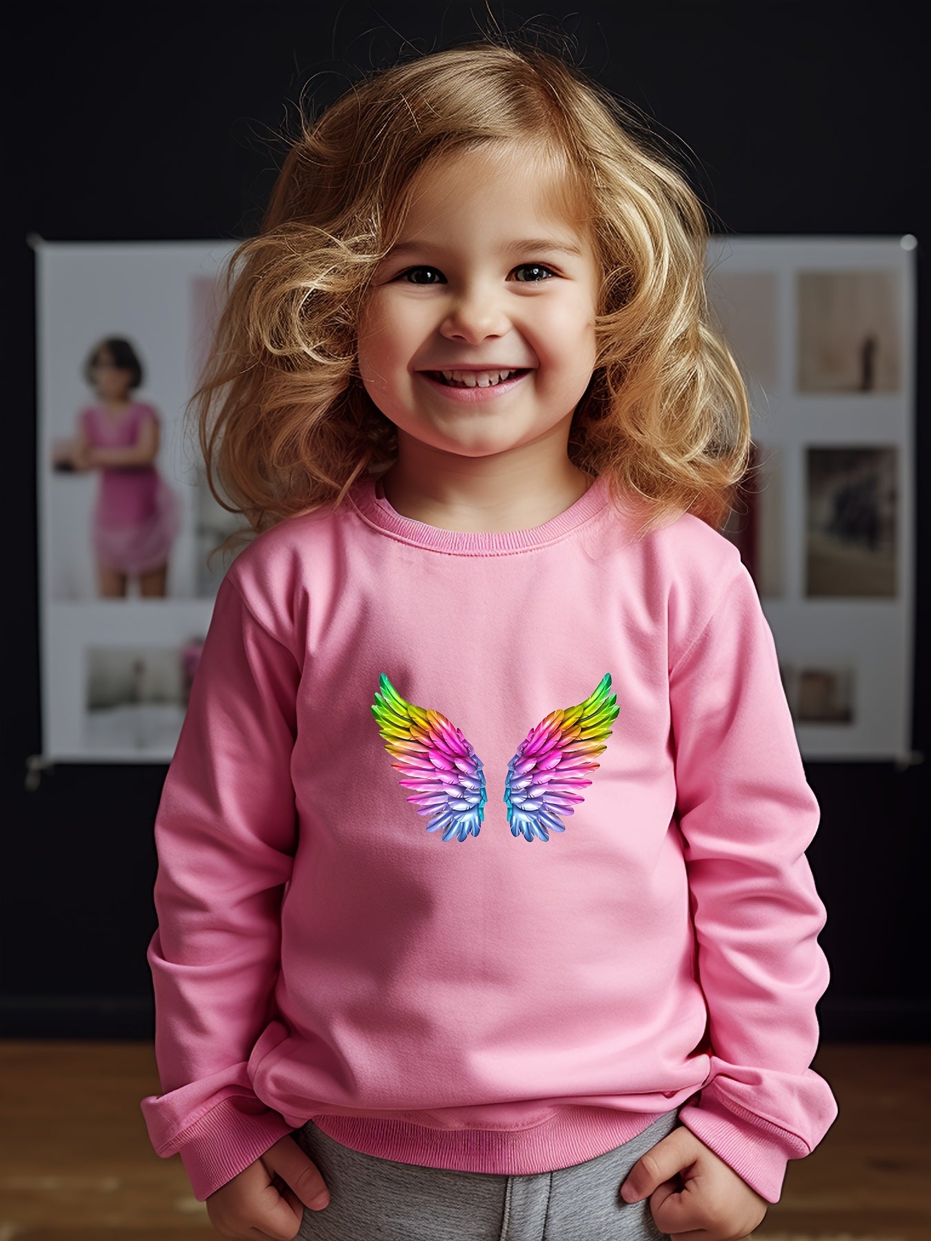 Kids Rainbow Wings Print Pullover Top