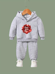 OERYUI LOVE YOU Print Hoodies Pants Set Kids Spring Fall Sports Christmas Gift