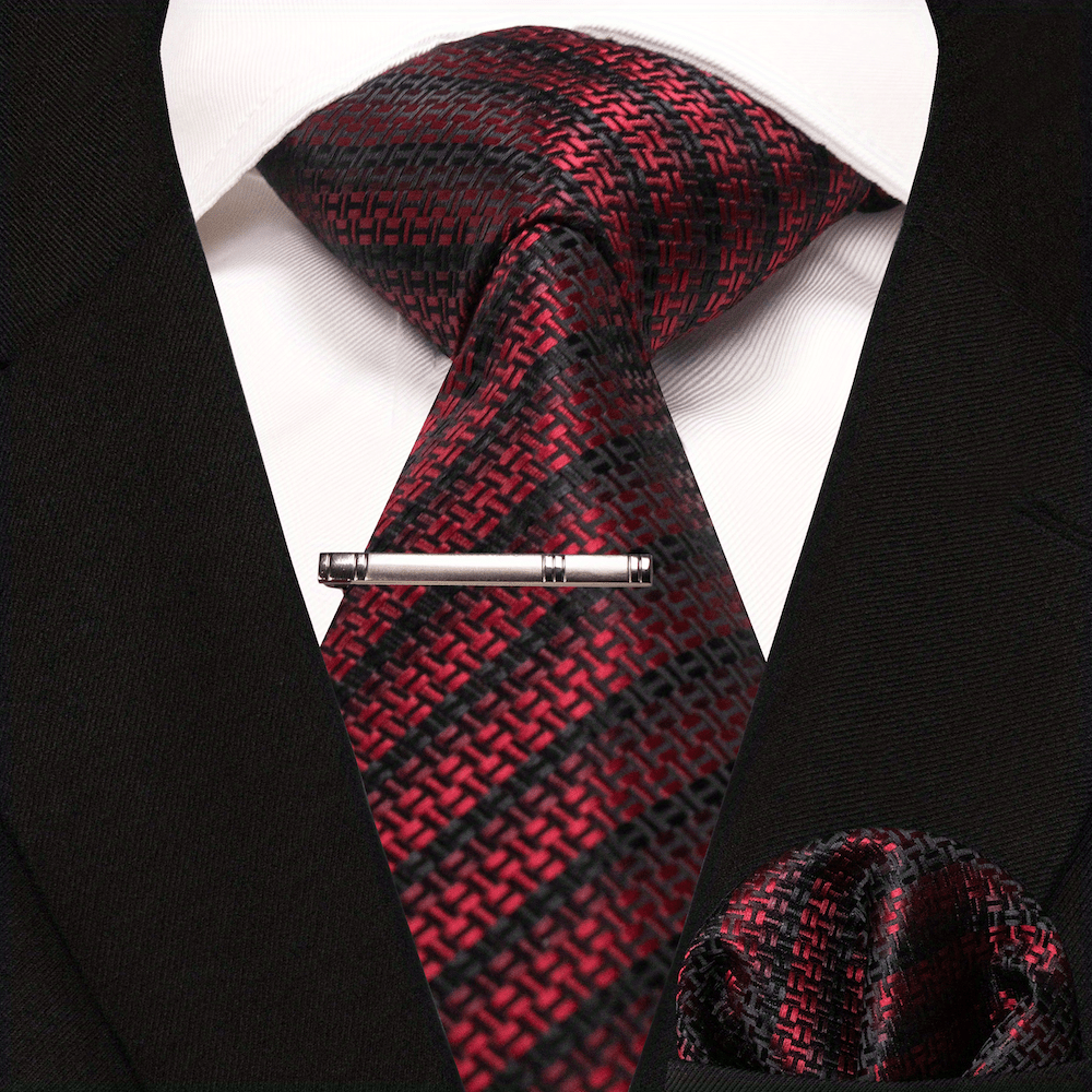 3pcs Striped Tie And Pocket Square Set for Men