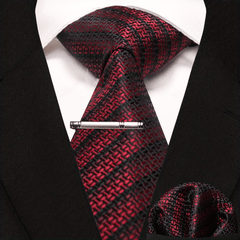 3pcs Striped Tie And Pocket Square Set for Men