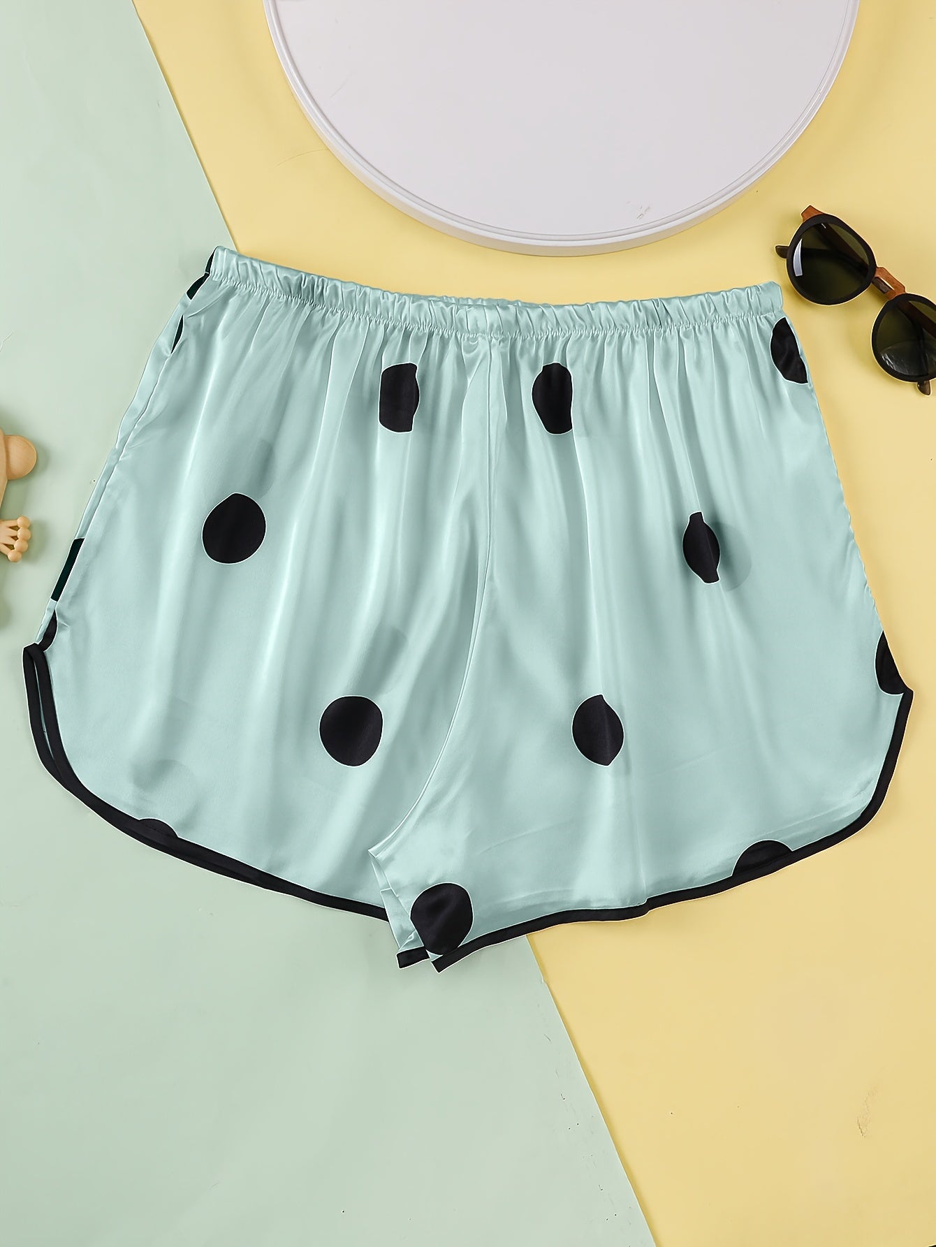 Women's Plus Polka Dot Print Elastic Comfort Home Wear Shorts