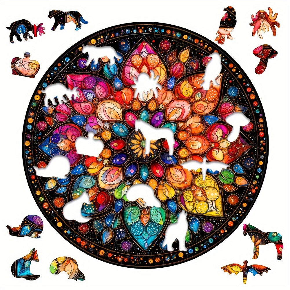 Floral Wooden Puzzle Colorful Pieces Educational Toy