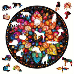 Floral Wooden Puzzle Colorful Pieces Educational Toy