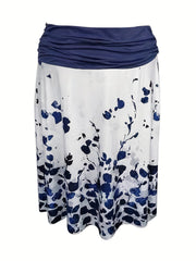 Ruched Floral High Rise Stretch Summer Skirt