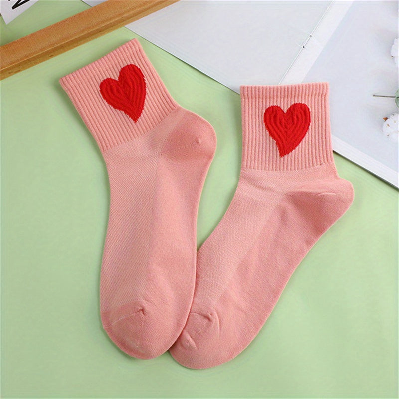 Heart Pattern Socks for Women Breathable Sports Stockings