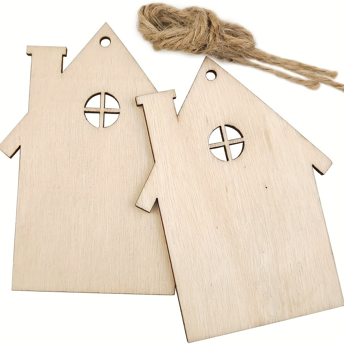 10 Packs Wooden House Cutout Ornaments Small Wood House Crafts