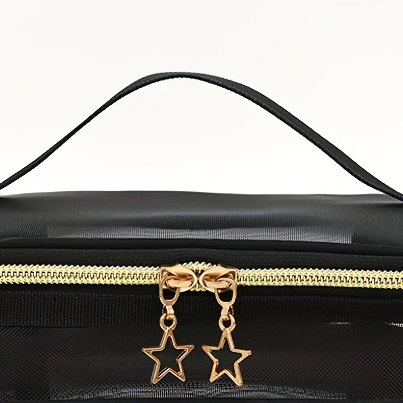 Mesh Clear Travel Toiletry Bag with Zipper & Handle