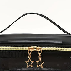 Mesh Clear Travel Toiletry Bag with Zipper & Handle