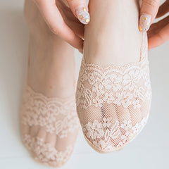 5 Pairs Lace No Show Socks Assorted Invisible Floral Lace Low Cut Ankle Socks