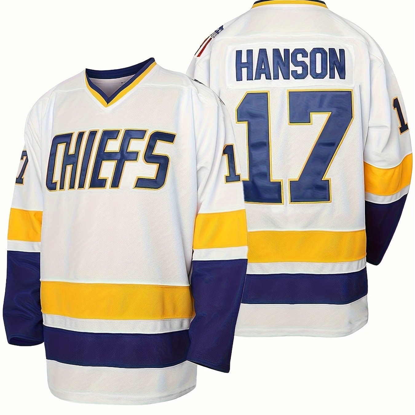 Men's Vintage Ice Hockey Jersey Long Sleeve V Neck Sweatshirt